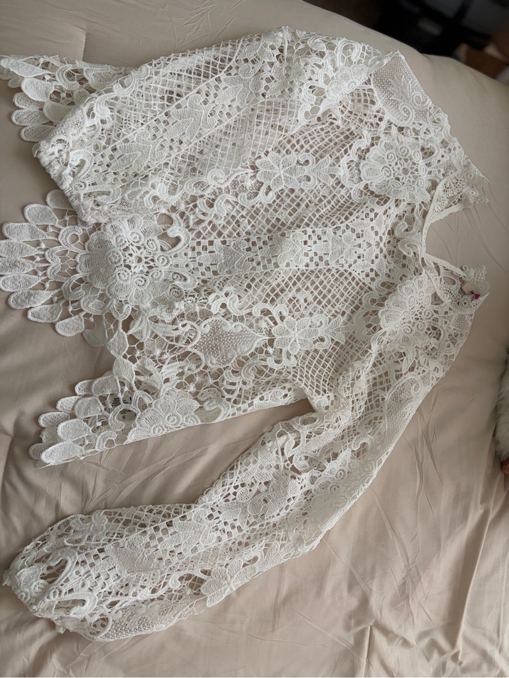 Jealous Tomato Cream Crochet Lace Blouse